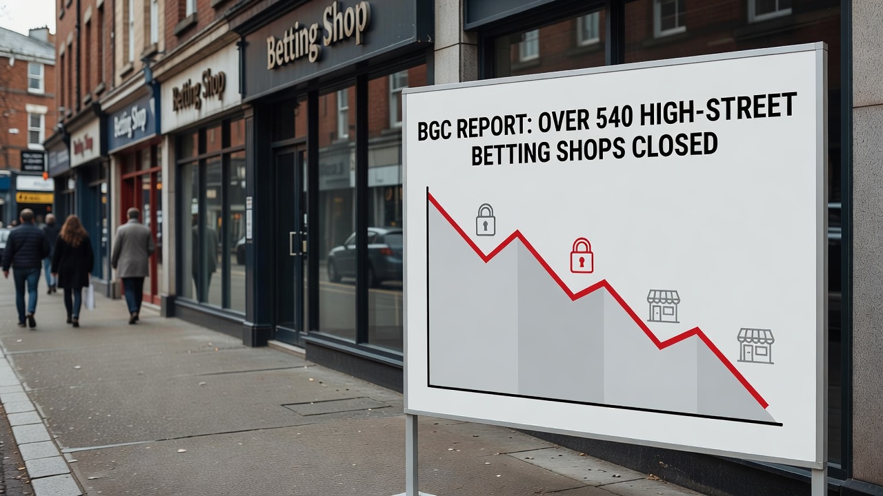 UK high street with multiple closed retail units including former betting shops
