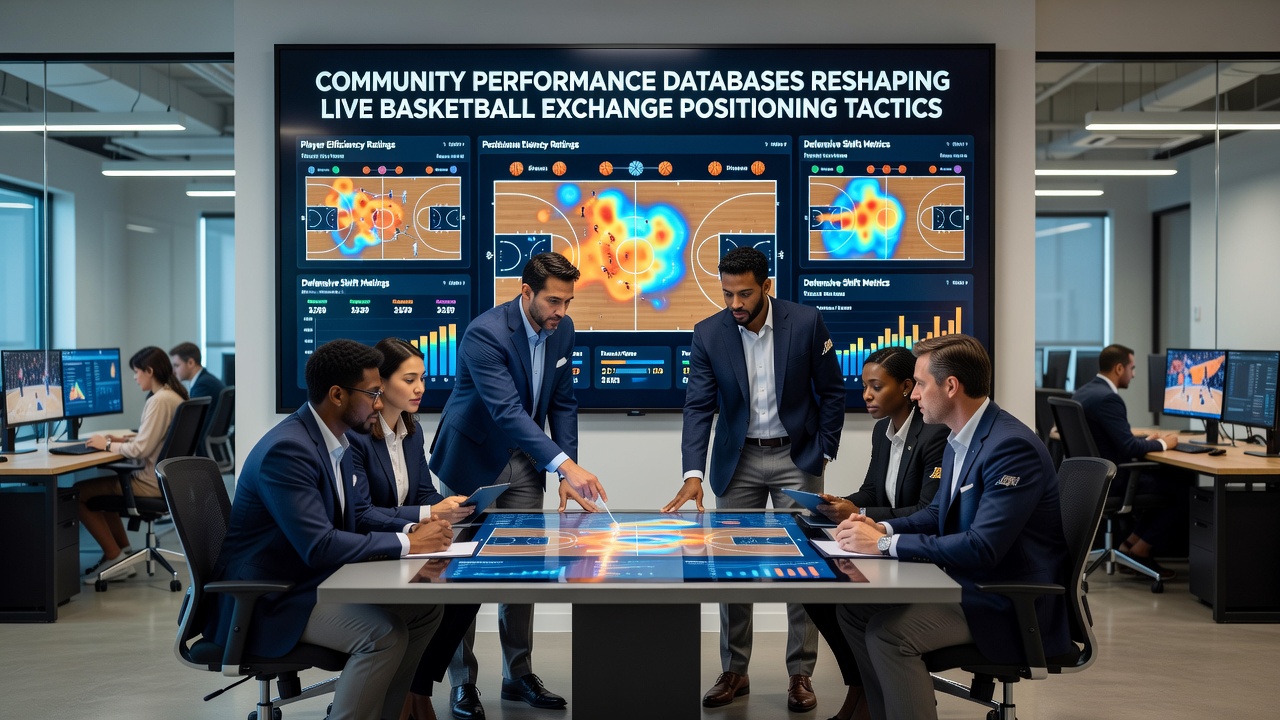 Live dashboard displaying basketball exchange positioning adjustments based on community database inputs