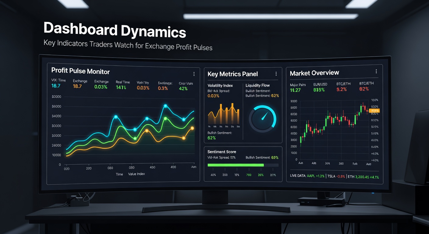 Close-up of a trader's screen showing volume surge graphs, momentum indicators, and real-time P/L curves pulsing with green profit signals during a live sports event
