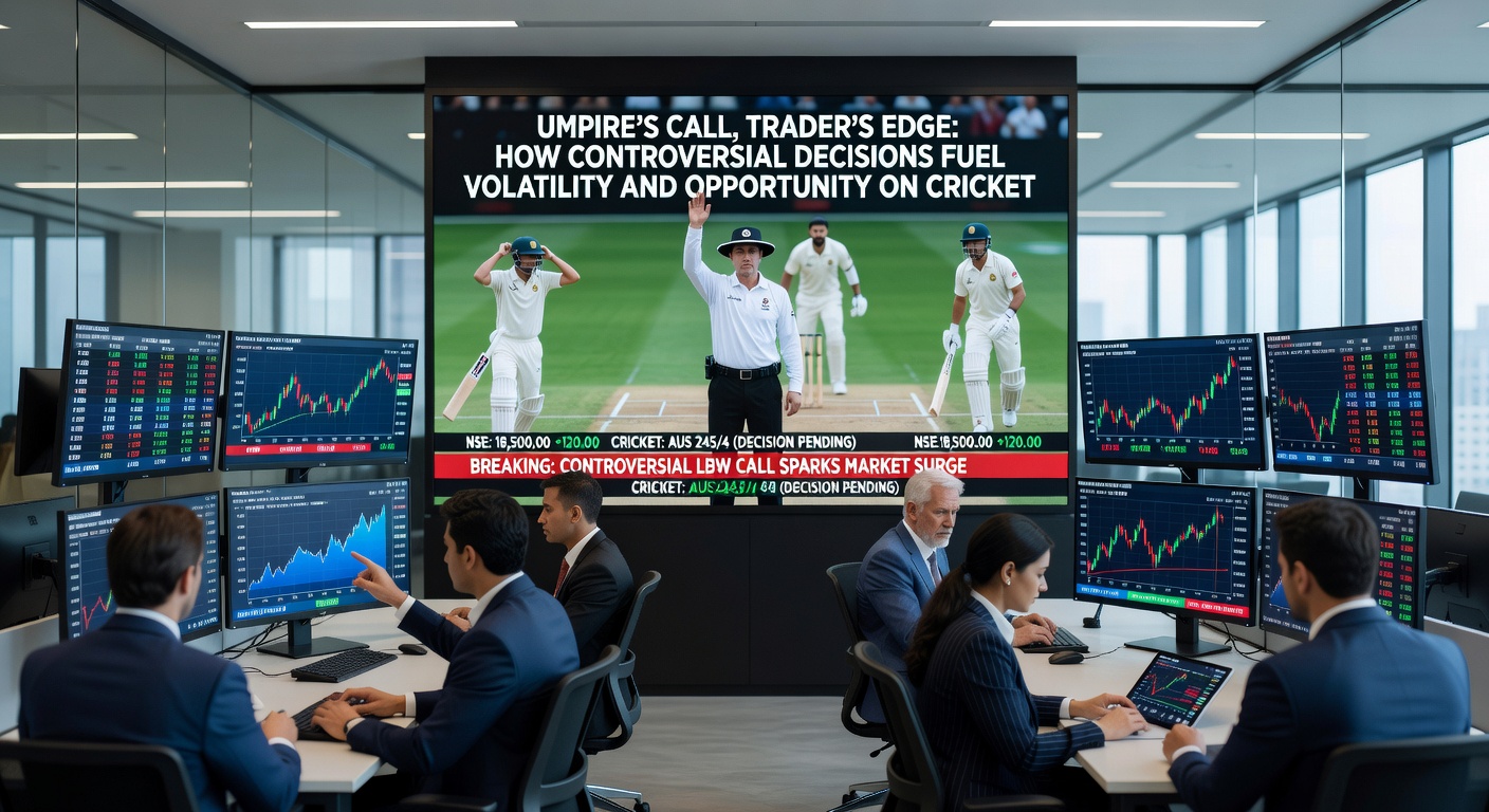 Betting exchange dashboard displaying live odds fluctuations during a cricket match following an umpire review